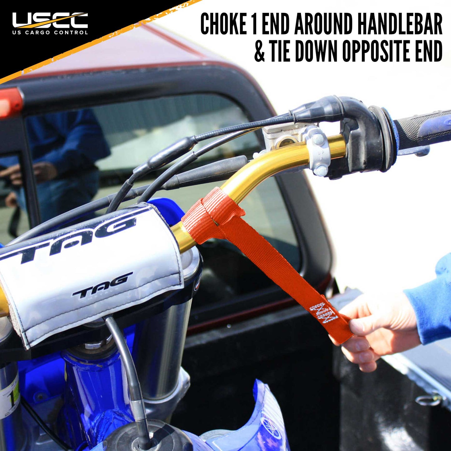 Motorcycle Handlebar Strap (Pair) Orange image 7 of 9